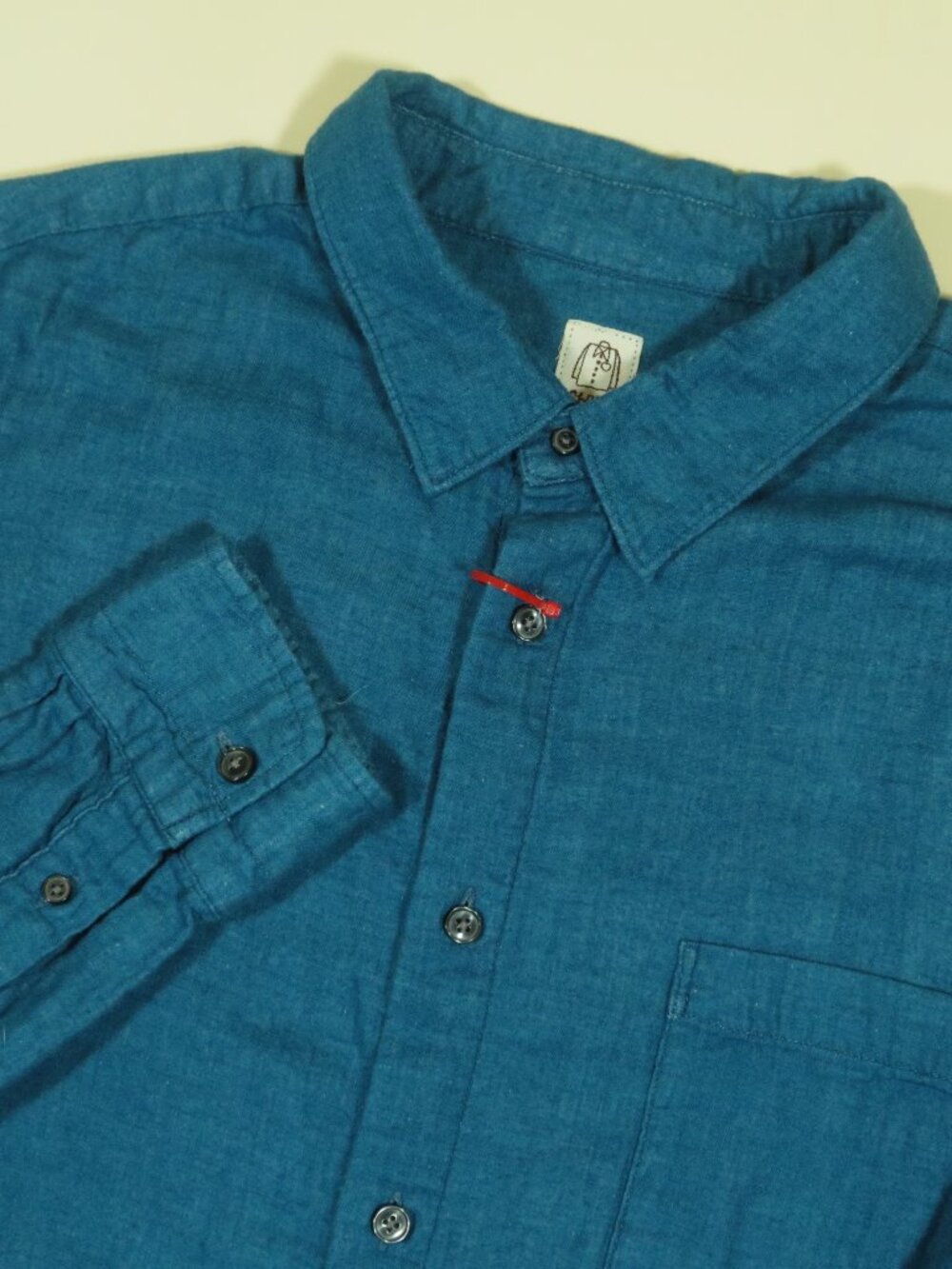 Hiroshi Kato Ripper Double Gauze Organic Cotton Shirt Mens XL Blue Pocket Work